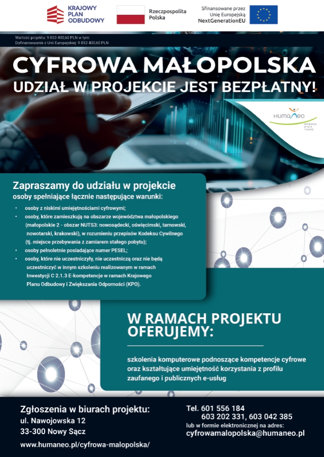 obraz przedstawia program Projektu Cyfrowa Małopolska 